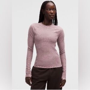 Lululemon waffle knit crewneck base layer - rose - L